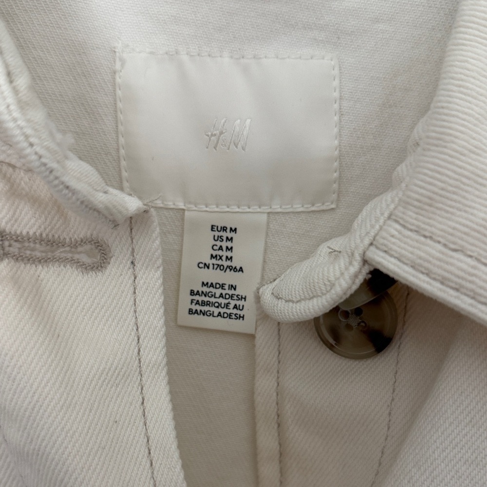 Women's Cream Canvas Button-Front Jacket - Picture 2 of 3